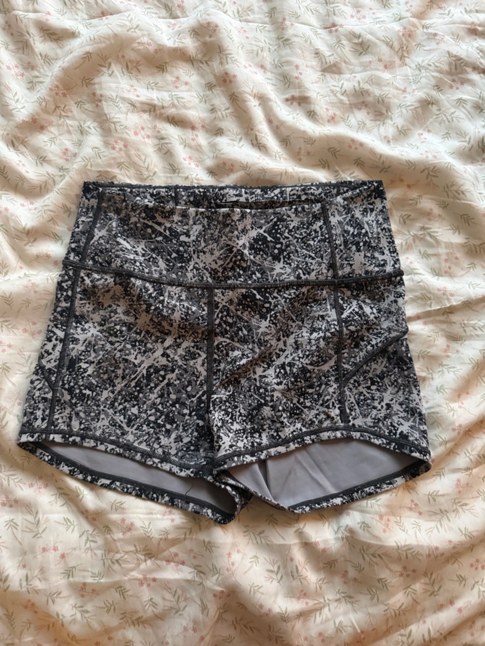 lululemon athletica Black and White Splatter Athletic Shorts